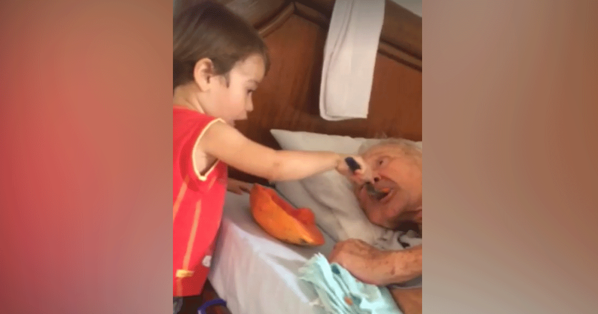 Watch: Video of Little Kid Passionately Feeding His Bedridden Grandpa Goes Viral