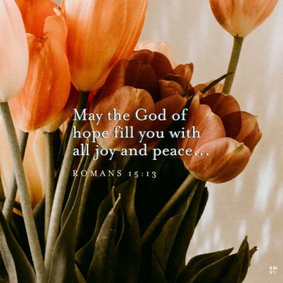 "May the God of hope fill you with all joy and peace." Romans 15:13