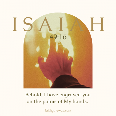 "Behold, I have engraved you on the palms of My hands." Isaiah 49:16