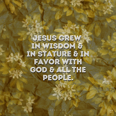 Jesus grew in wisdom and in stature and in favor with God and all the people.