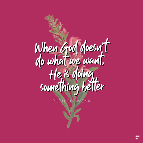When God doesn't do what we want, He is doing something better.