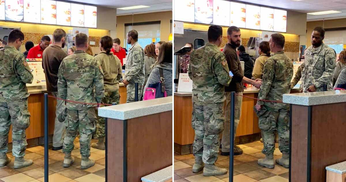 Man Buys Lunch For Two Soldiers At Chick-fil-A, Then Nine More Show Up, He Pays for Theirs Too