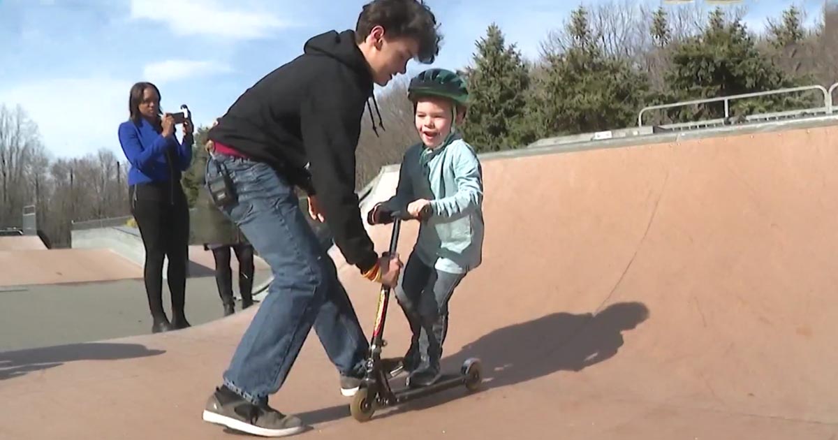 Group Of Teens Teaches 5-Year-Old Autistic Boy To Ride Skateboard On His Birthday